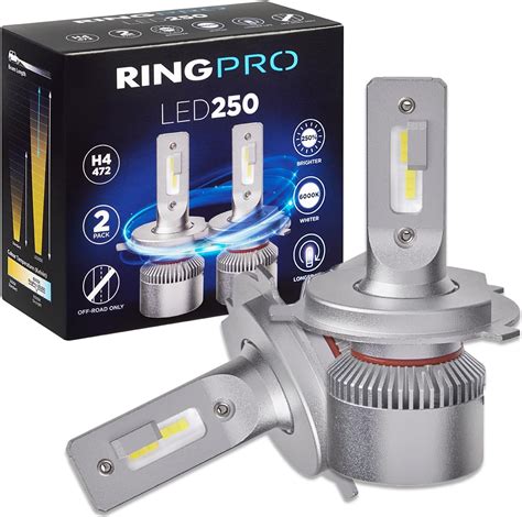 Ring Automotive H4 LED Headlight Bulbs, 250% Brighter, 6000K Whiter, UK ...