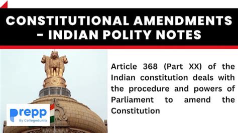 Constitutional Amendments - Indian Polity Notes