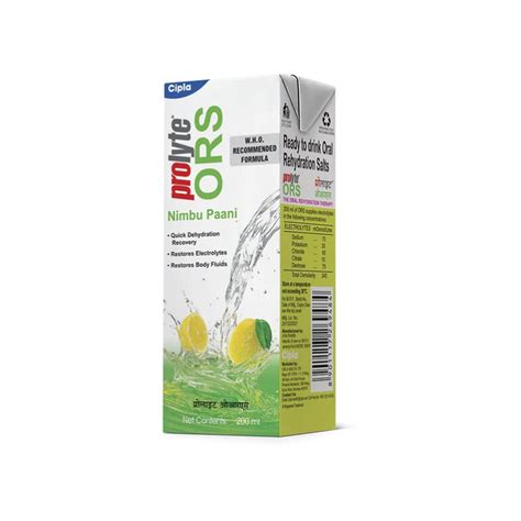 Cipla Prolyte ORS Ready To Drink Electrolytes Vegetarian | Nimbu Pani ...