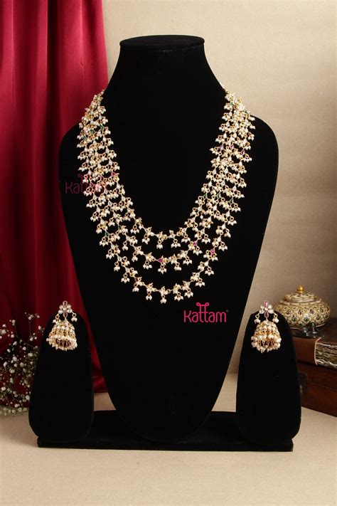 Three Layered Pearl Mala - Kattam