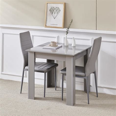 Grey Kitchen Table with 2 Charming Chairs: Perfect for Modern Spaces