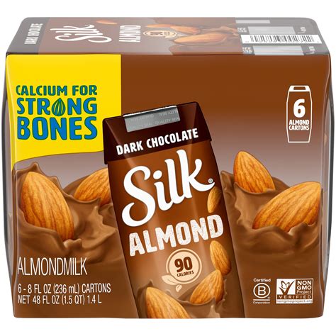 Silk Shelf-Stable Dark Chocolate Almond Milk Singles, 8 Oz., 6 Count ...