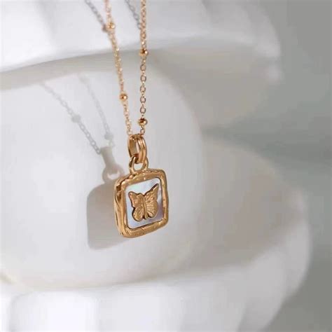 Just lil things- Artificial- Sparkle Framed butterfly pendant chain- N