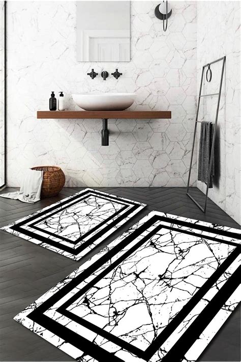 Black And White Bath Mat Set at Jason Lindstrom blog