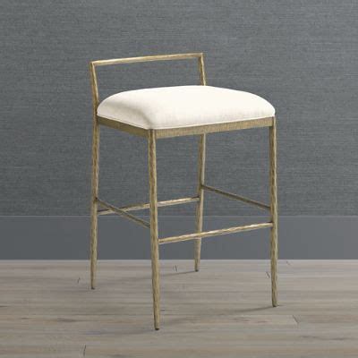 Daria Backless Stools with Textured Brass Finish & Plush High-Density ...