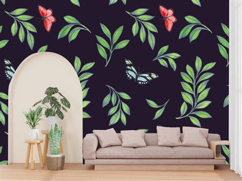 Leaf And Butterfly Customized Wallpaper – Myindianthings