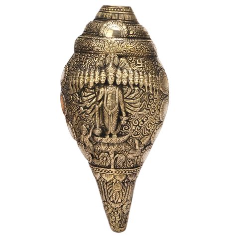 Kartique Brass Vishu Shankh | Conch | with Swastik | Kalash | Table Top ...