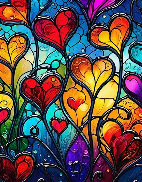 Stained Glass Heart Flower Art Free Stock Photo - Public Domain Pictures