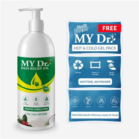 MY Dr. Pain Relief Oil 1 Litre With FREE Hot & Cold Gel Pack - Relieves ...