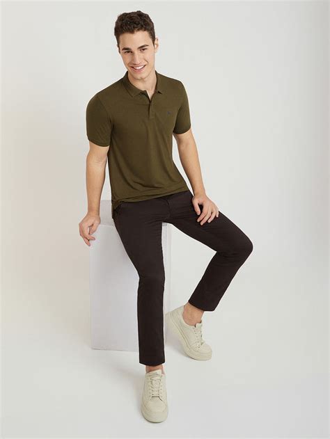 Men Green Regular Fit Solid Polyester Blend Round Neck Collar Polo T-S ...