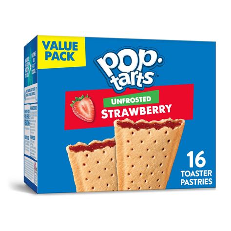 Pop Tarts Unfrosted Strawberry Breakfast Toaster Pastries, 27 oz, 16 ...