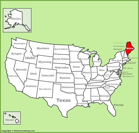 Maine location on the U.S. Map - Ontheworldmap.com
