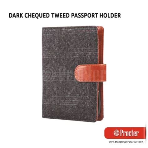 DARK Chequed Tweed Passport Holder S31 in bulk for corporate gifting ...