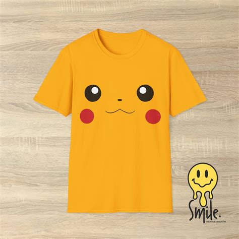 Pikachu Face T-shirt Pokemon Tee-shirt Gift Printed Desgin Cotton Tee ...