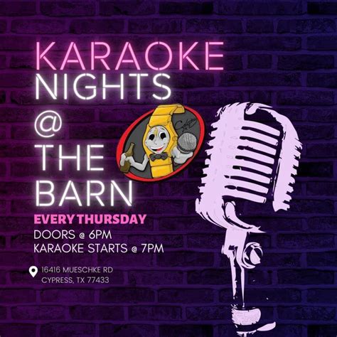 Thursday Karaoke at The Barn!, 16416 Mueschke Road, Cypress, TX, United ...