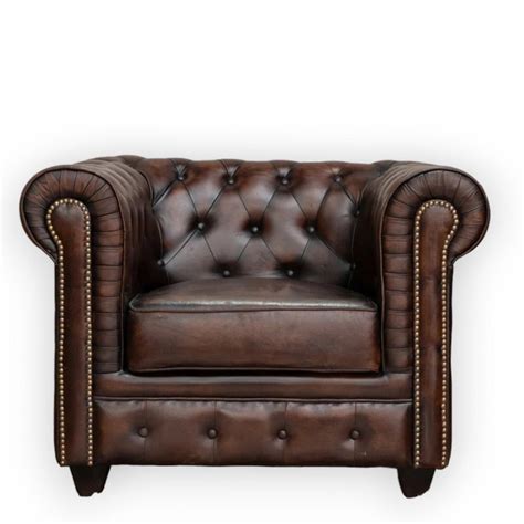 Nismaaya Campos Traditional Chesterfield Leather 1 Seater Sofa ...