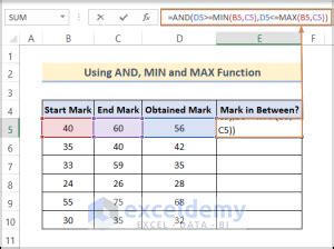 Image result for Excel Logic Between Two Numbers