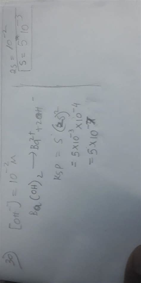 If ph of saturated solution of ba(oh)2 is 12 the value of ksp is ...