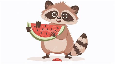 A raccoon eating watermelon with a slice of watermelon | Premium AI-generated vector