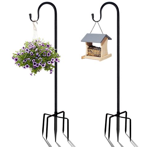 Shepherds Hook Plant Holder Misopily Adjustable Shepherd Hooks Outdoor