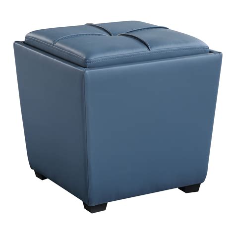 Rockford Storage Ottoman in Slate Blue Faux Leather - Walmart.com