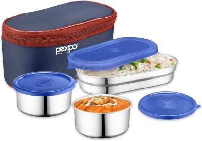 Flipkart.com | pexpo Delight Steel Double Decker Lunch Box with 1 Oval ...