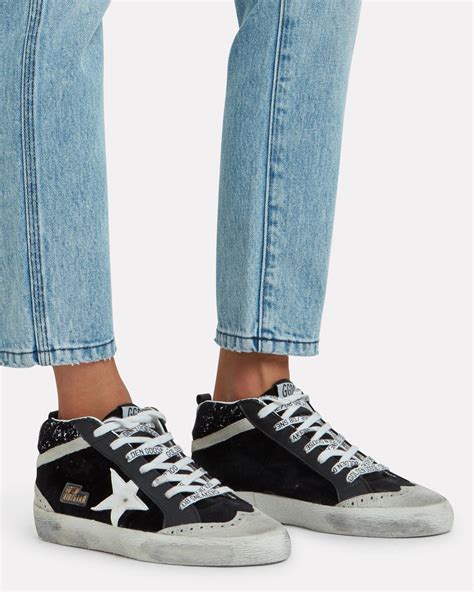 Golden Goose Deluxe Brand Mid Star Velvet Sneakers in Black,White (Black) - Lyst
