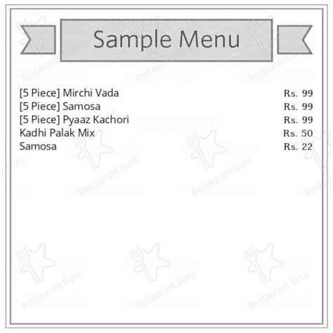 Menu at Chandra Shahi Samosa, Jodhpur