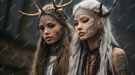 Premium AI Image | Beautiful young longhaired girls with tattoos ...