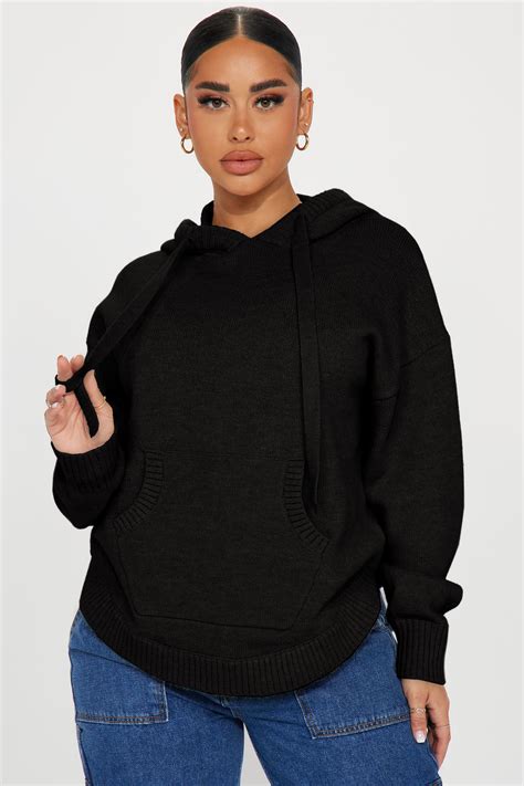 Never Parting Ways Hooded Sweater - Black | Fashion Nova