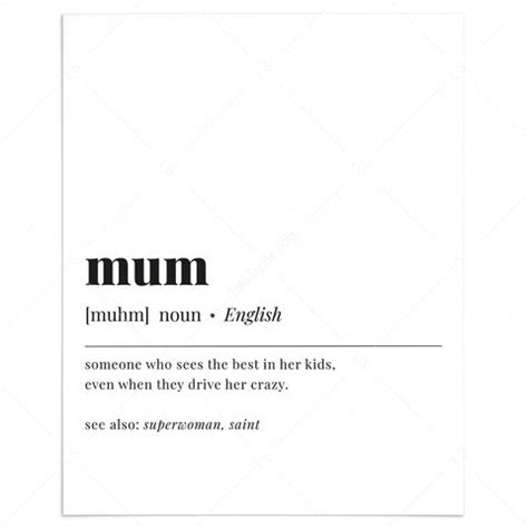 Mum Definition Print | Meaning Of Mum Dictionary Art Instant Download ...