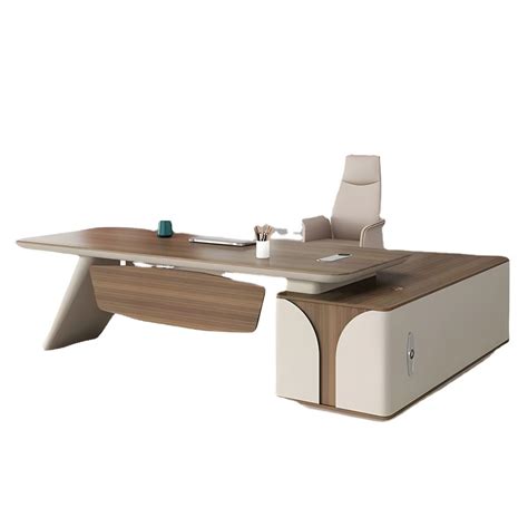 Natural Pedestal Executive Desk Contemporary L-Shape Locking Drawer ...