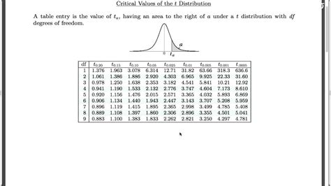 T Distribution Table 的图像结果