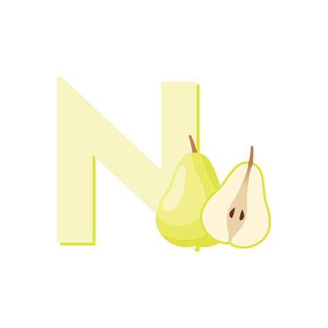 Letter N Alphabet Fruits Nashi Pear, Clip Art Vector, Illustration ...