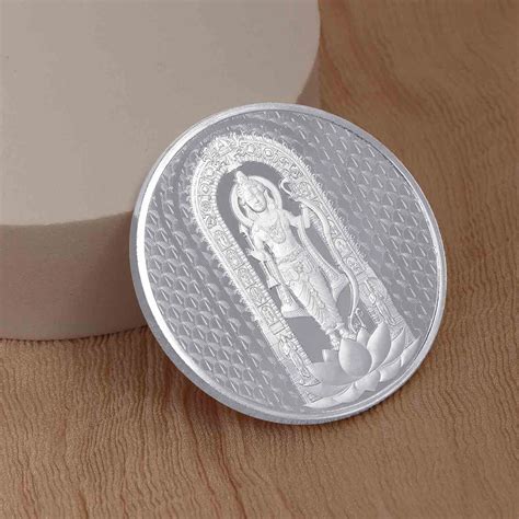 Buy 999 Purity 10 grams Plain Lord Ram Lala Silver Coin With BIS ...
