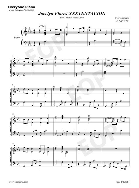 Jocelyn Flores-XXXTentacion五線譜預覽