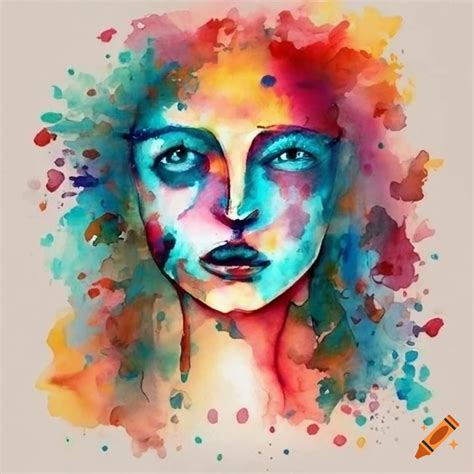 Abstract watercolor painting of a face on Craiyon