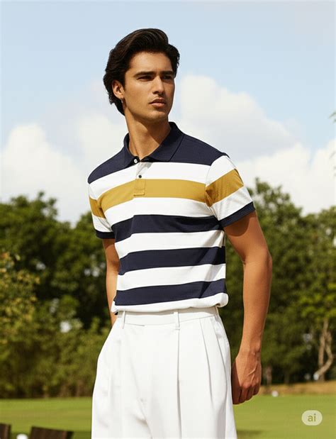 Men Striped Cotton Polo T-shirt – Kairos Collective