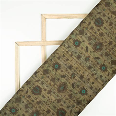 Peanut Brown And Pale Turquoise Traditional Pattern Digital Print Orga ...