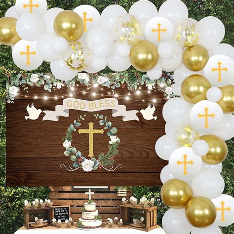 Baptism Party Decorations White And Gold First Holy Communion ...