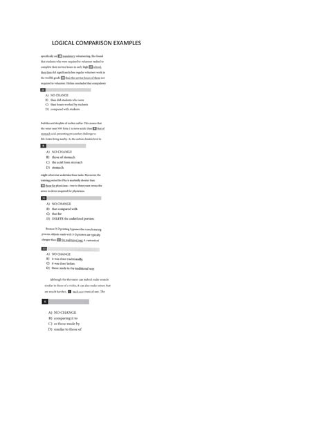 Logical Comparison Worksheet - LOGICAL COMPARISON EXAMPLES - Studocu
