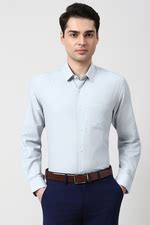 Peter England Formal Shirts, Men Light Blue Nuvo Fit Full Sleeves ...
