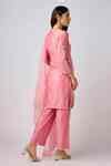 Buy Pink Silk, Organza Cut Work, Sequins Round Floral Vine Embroidered ...