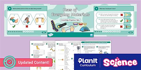 Retrieval Practice: Science: Uses of Everyday Materials: Year 2