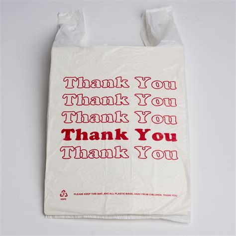 "Thank You" Plastic Bags - White/Red | A&B Store Fixtures