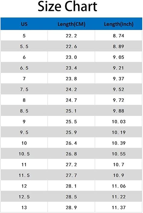 Shoe Size Chart 的图像结果