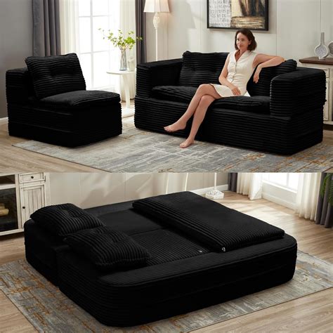 Amazon.com: 3-in-1 Convertible Folding Floor Sofa Bed, 80 Inch ...