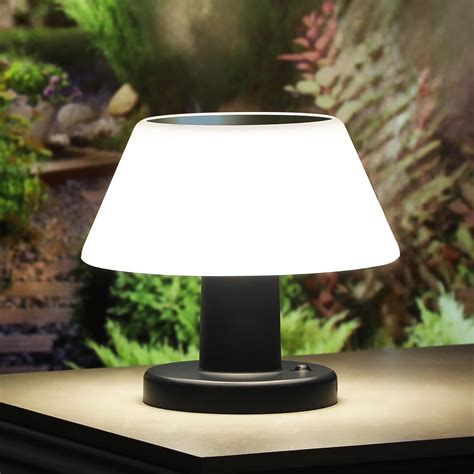 Lightess Solar Table Lamp, Cordless Dimmable Nightstand Lamp, Outdoor ...