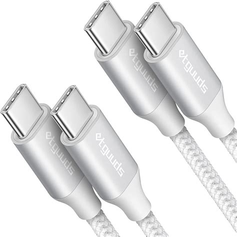 Amazon.com: etguuds White USB C to USB C Cable 3ft, 2-Pack 60W USBC to ...