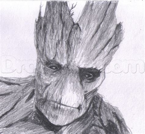 How to draw Groot from Guardians of the Galaxy, Step by Step, Marvel ...